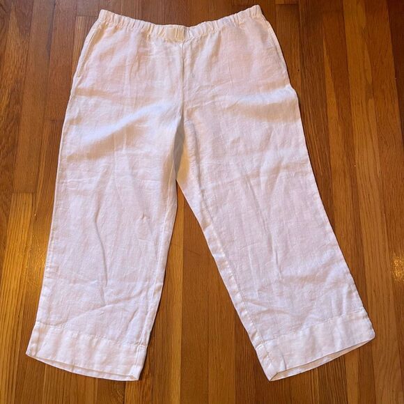 J JILL | white linen cropped pants M Petite - Picture 1 of 10